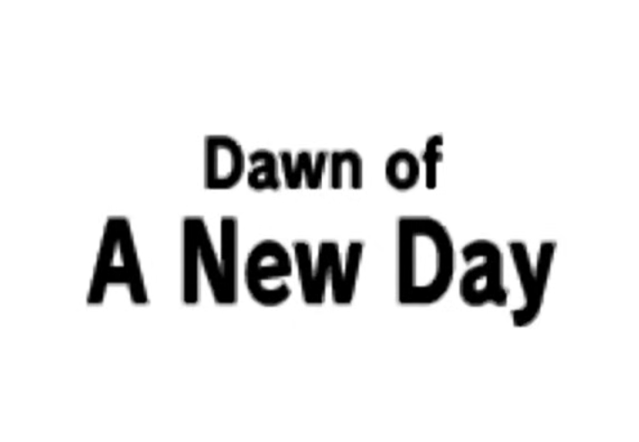 Text card from Majora's Mask that reads 'Dawn of New Day' after the player beats the came and breaks the three day cycle